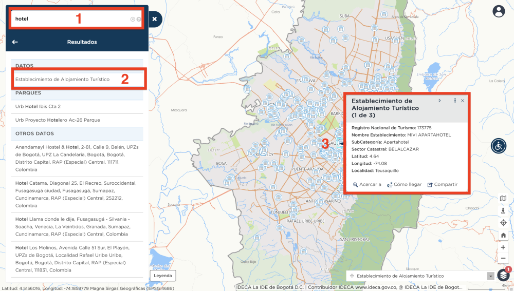 Mapas Bogotá hoteles